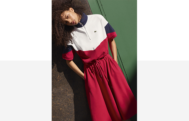 Colorblock terrycloth pique polo dress